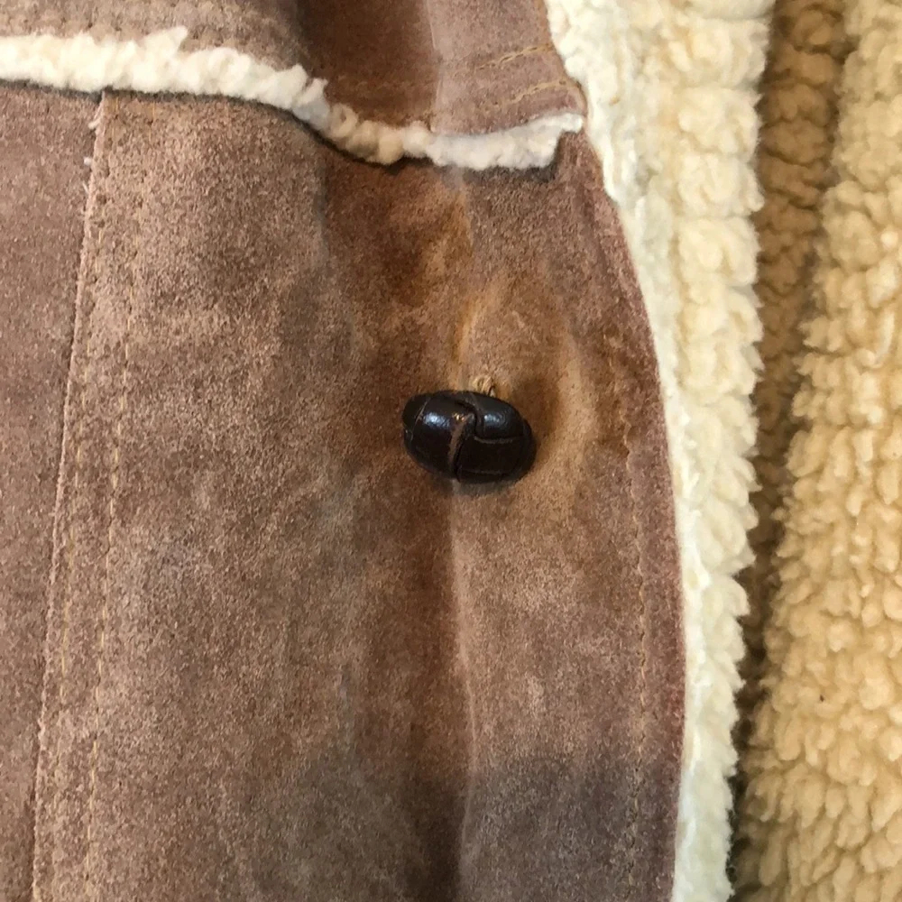 Vintage 70s Marlboro Man Suede Leather Shearling Rancher Coat